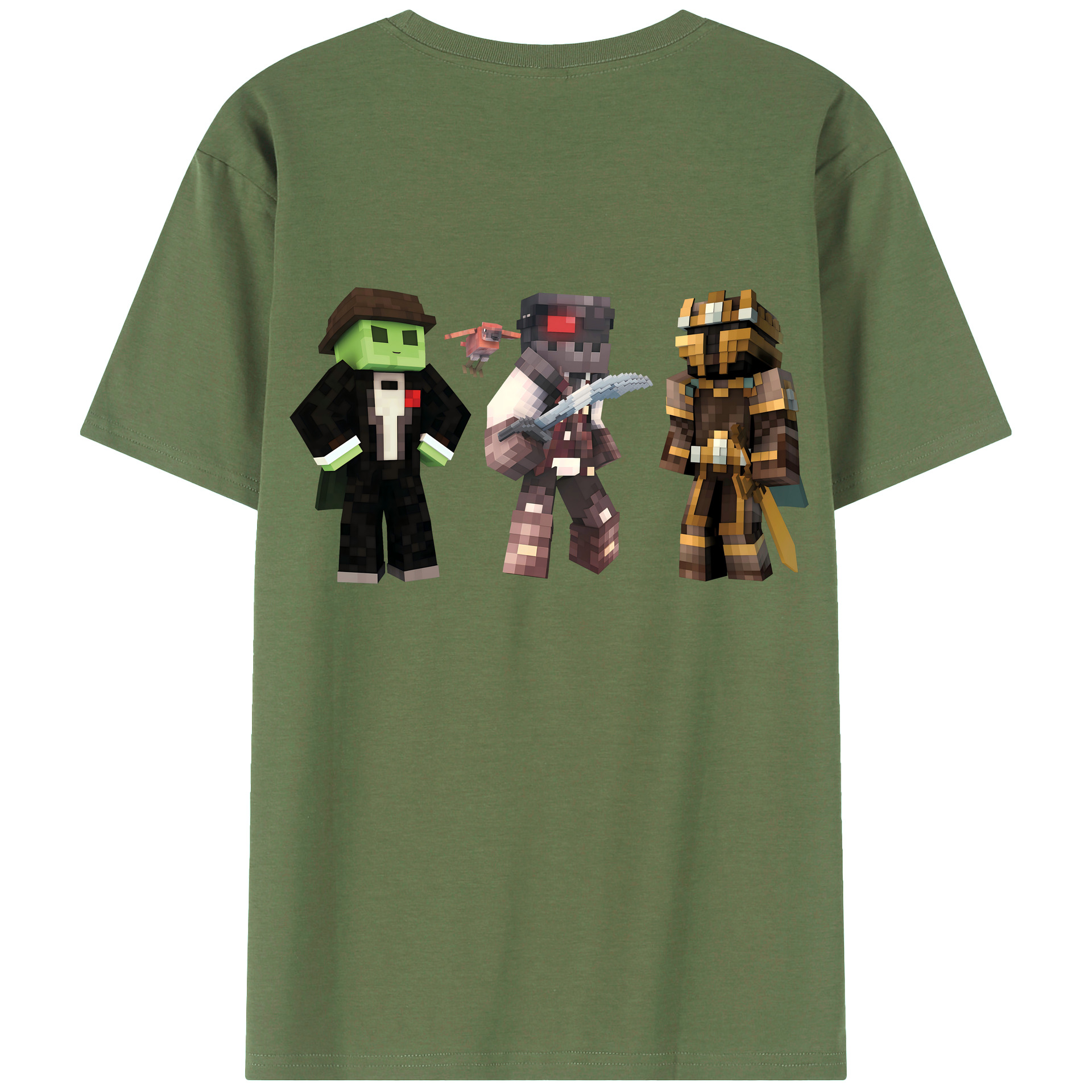 （画像用） マインクラフト ブロックの世界 Minecraft MC Block world 綿100％ メンズ半袖Tシャツ（バックプリント） 通気性